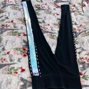 Pink Small Tight Fit Leggings With Reversible Sequined Sides.